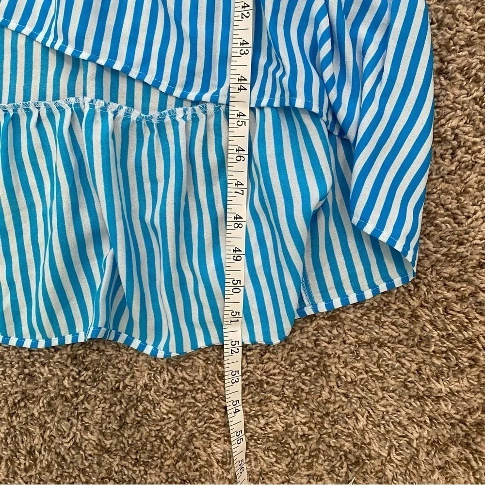 Tommy Bahama Blue White Striped Palm Party Off-the-shoulder Midi Dress Size XL - Picture 11 of 13